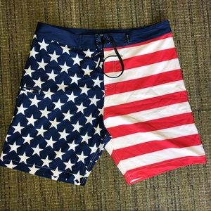 NWOT American Flag Swim Trunks